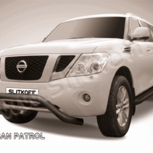 Кенгурятник d76 низкий широкий "мини" черный Nissan Patrol (2010-2014)