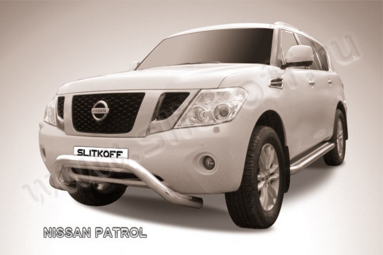 Кенгурятник d76 низкий широкий "мини" Nissan Patrol (2010-2014)