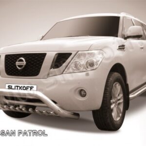 Кенгурятник d76 низкий широкий с ЗК Nissan Patrol (2010-2014)