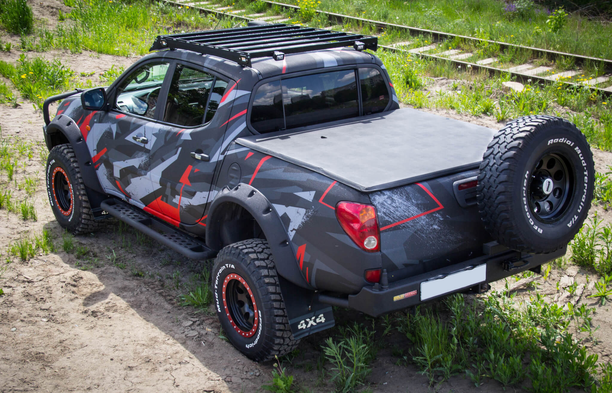 Багажник экспедиционный STC Mitsubishi L200 2006-2015 ШТОРКА дальний и рабочий свет — изображение 4