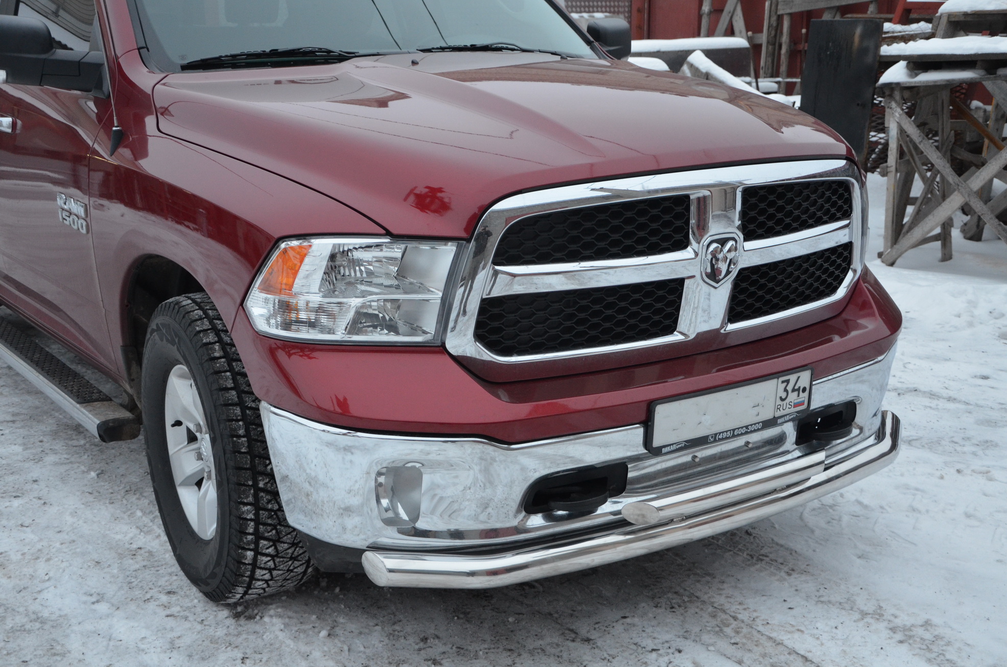 Защита переднего бампера Dodge RAM 1500 двойная труба Ø76/60