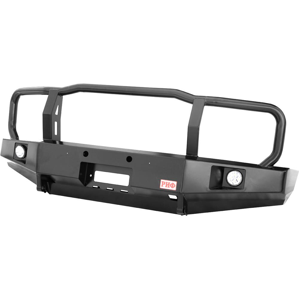 Бампер РИФ передний Toyota Land Cruiser 76/78 2007+ c доп. фарами и защитной дугой, с площадкой под