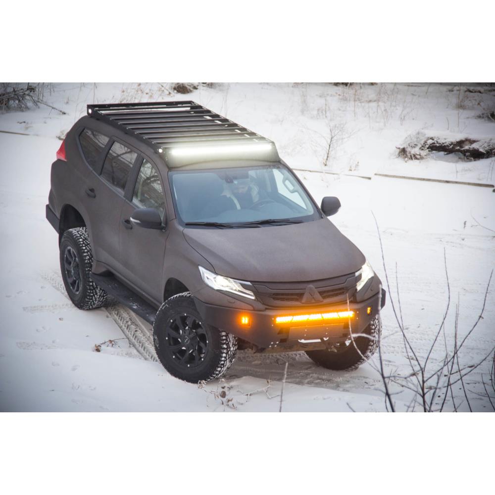Багажник экспедиционный STC Mitsubishi Pajero Sport 2016+ ШТОРКА дальний и рабочий свет — изображение 2