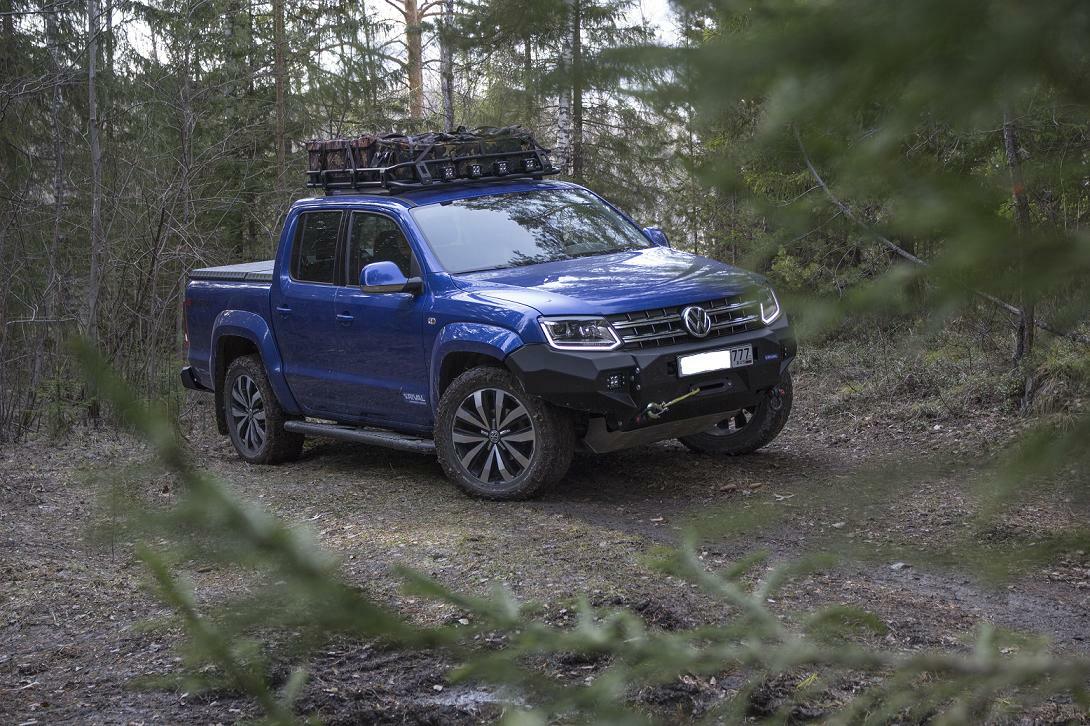 БАМПЕР ПЕРЕДНИЙ СИЛОВОЙ RIVAL ДЛЯ VOLKSWAGEN AMAROK (2010+) ЧЕРНЫЙ АЛЮМИНИЕВЫЙ — изображение 2