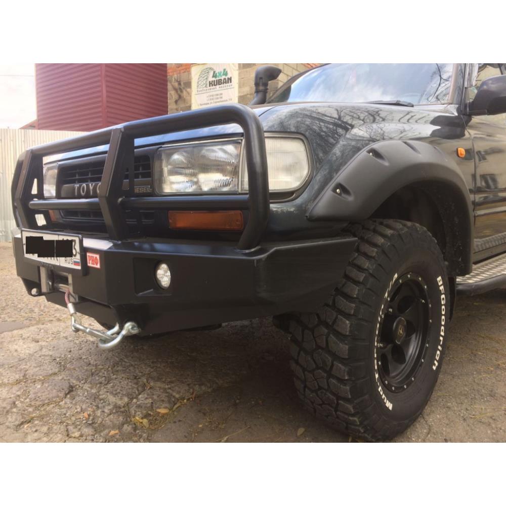 Бампер РИФ силовой передний Toyota Land Cruiser 100 до 2002 с доп. фарами и защитной дугой
