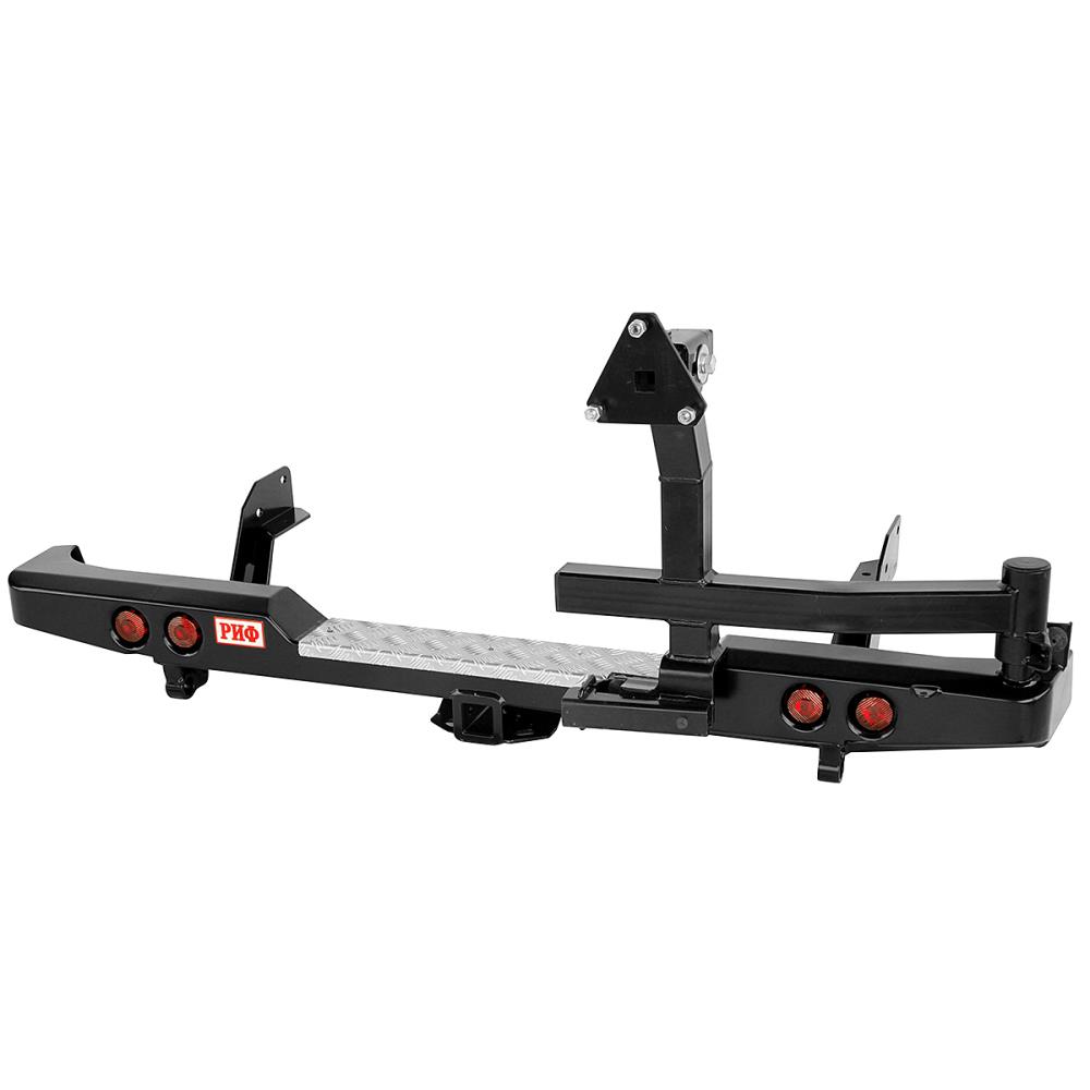 Бампер РИФ задний Mazda B2500/BT50, Ford Ranger 2006-2010 с квадр. под фаркоп, калиткой и фонарями