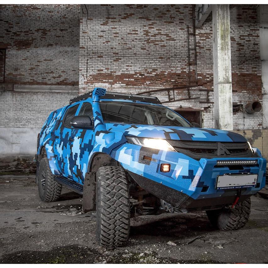 Бампер силовой передний STC Mitsubishi L200 2019+ c защитной дугой, противотуманными фарами и балкой дальнего света