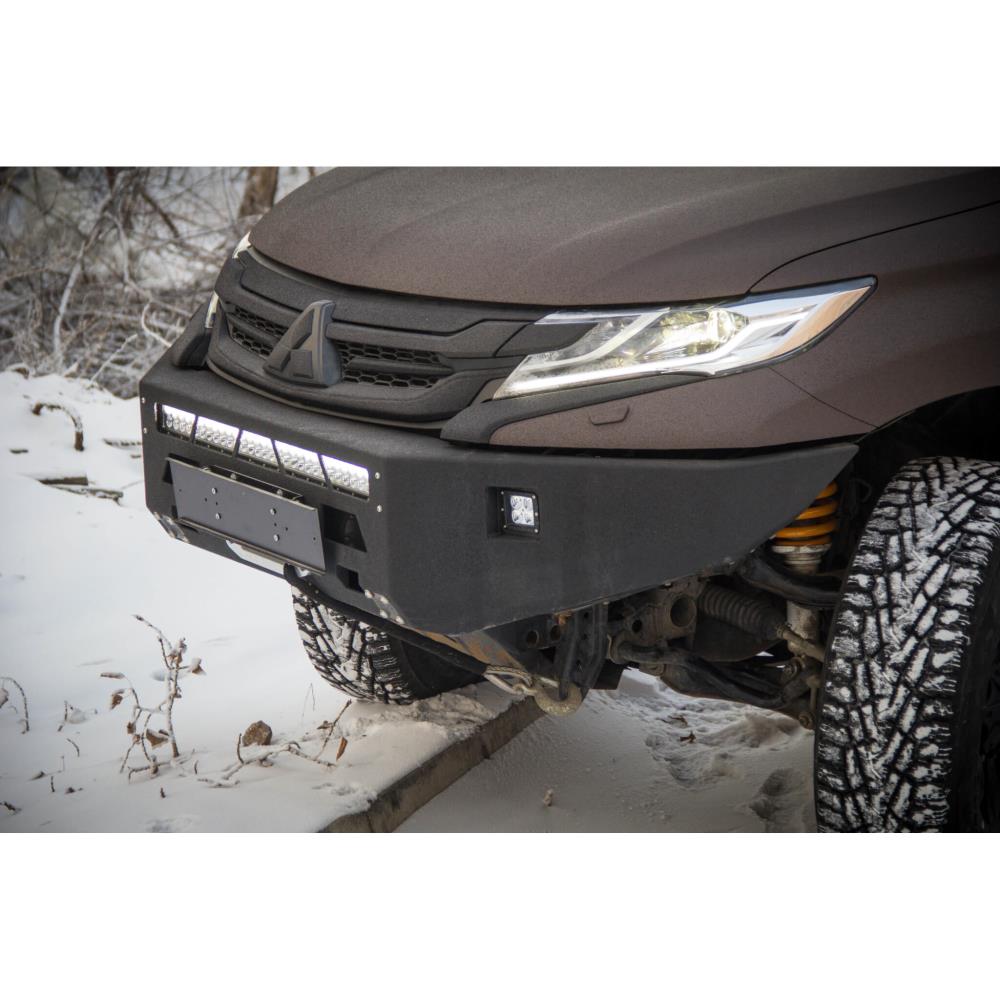 Бампер силовой передний STC Mitsubishi Pajero Sport 2016-2021 c противотуманными фарами и дальний свет — изображение 2