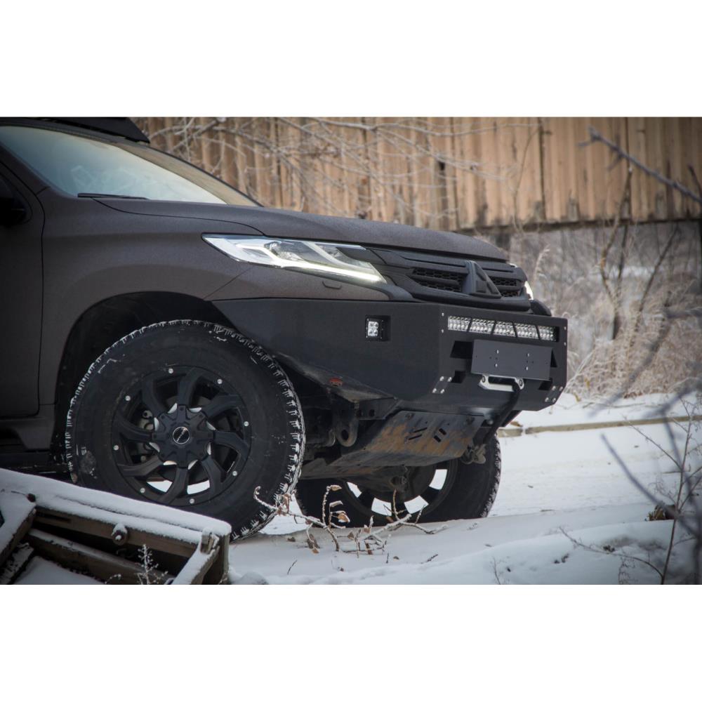 Бампер силовой передний STC Mitsubishi Pajero Sport 2016-2021 c противотуманными фарами и дальний свет — изображение 3