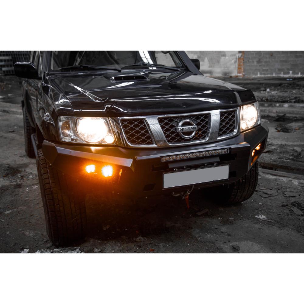 Бампер силовой передний STC Nissan Patrol Y61 2004+ с защитной дугой и противотуманными фарами — изображение 3