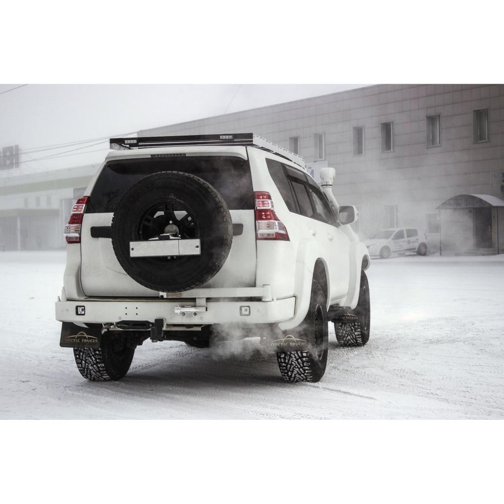 Бампер силовой задний Toyota Land Cruiser Prado 150 с квадратом под фаркоп, калиткой и противотуманными фарами