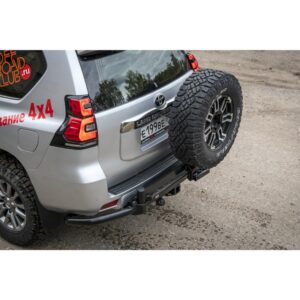 Бампер РИФ силовой задний Toyota Land Cruiser Prado 150 c квадратом под фаркоп и калиткой