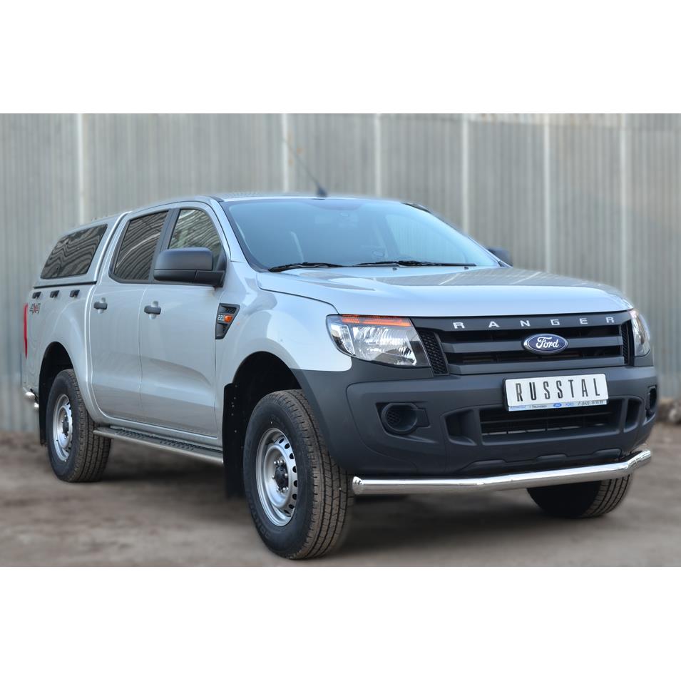 Ford Ranger 2012-2015 Пороги труба d120x60 с проступью — изображение 3
