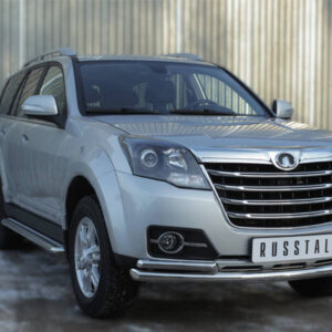 Great Wall Hover H3 2014-2016 Пороги труба d42 с листом(Лист алюм., проф. нерж) (Вариант 1)