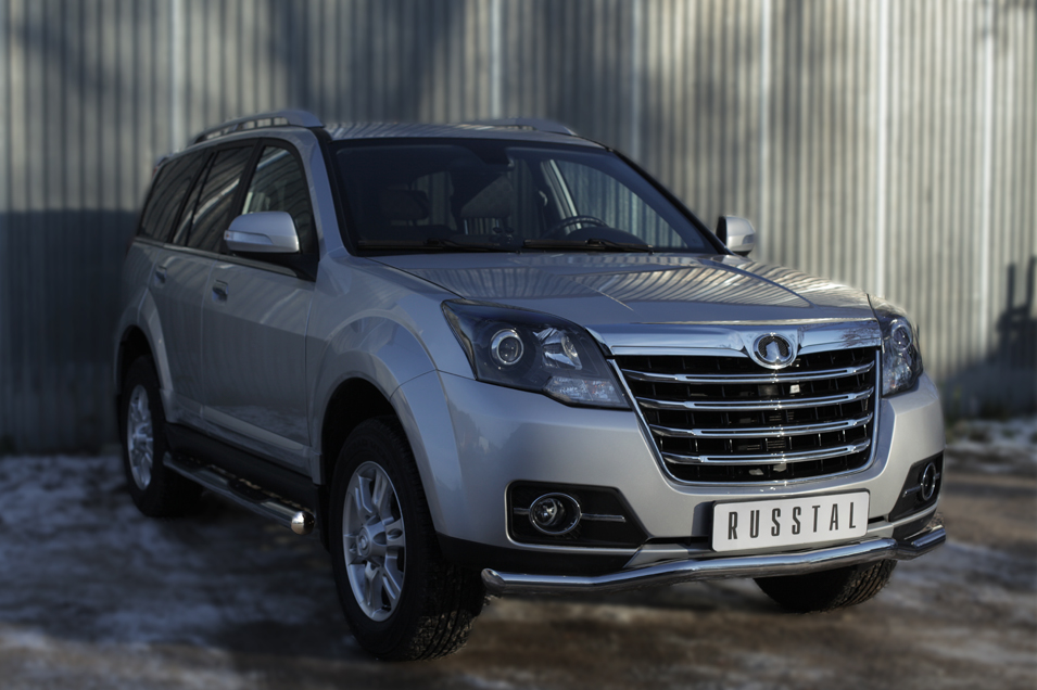 Great Wall Hover H3 2014-2016 Пороги труба d76 с накладкой (вариант 3)