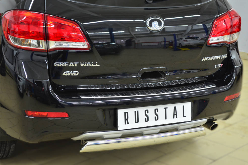 Защита заднего бампера d75х42 (дуга) GREAT WALL (HOVER H3 2014-н.в, H6 2012-2013) — изображение 4