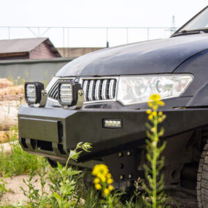 Бампер силовой передний STC Mitsubishi Pajero Sport 2008-2015/L200 2013-2015 c противотуманными фарами