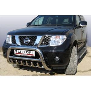 Кенгурятник d76 низкий с защитой картера Nissan Navara