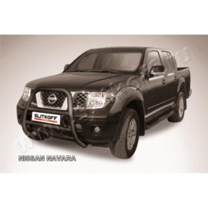 Кенгурятник d76 высокий черный Nissan Navara