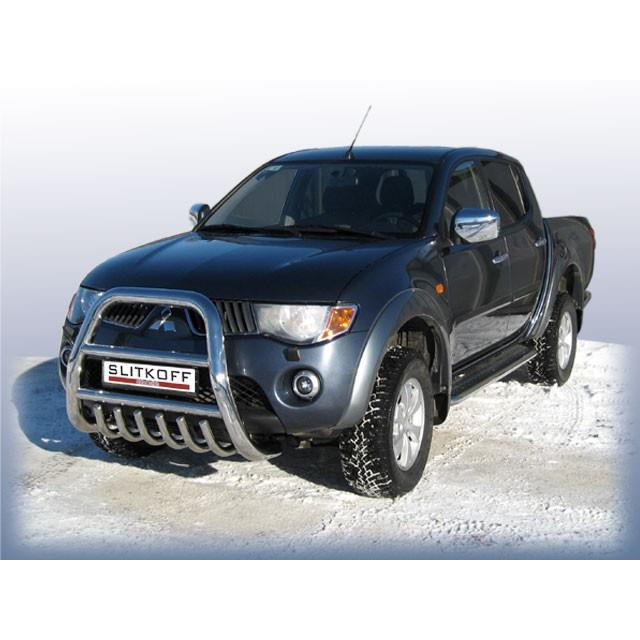 Кенгурятник d76 высокий с защитой картера Mitsubishi L-200 Triton