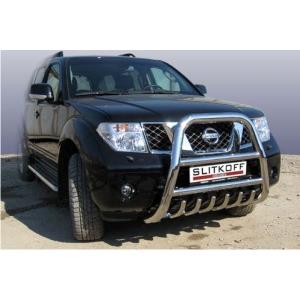 Кенгурятник d76 высокий с защитой картера Nissan Navara