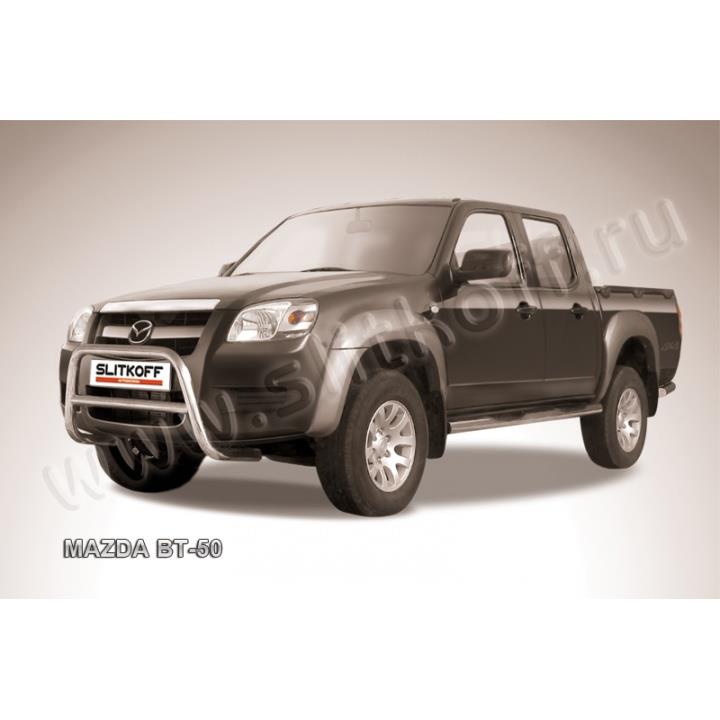 Кенгурятник низкий d57 из нержавеющей стали Mazda BT-50