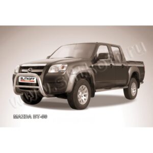 Кенгурятник низкий d76 из нержавеющей стали Mazda BT-50