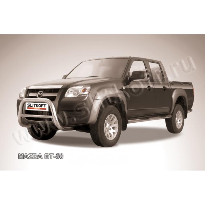 Кенгурятник низкий d76 из нержавеющей стали Mazda BT-50