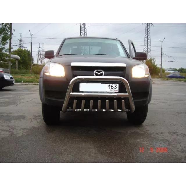 Кенгурятник низкий d76 с защитой картера из нержавеющей стали Mazda BT-50