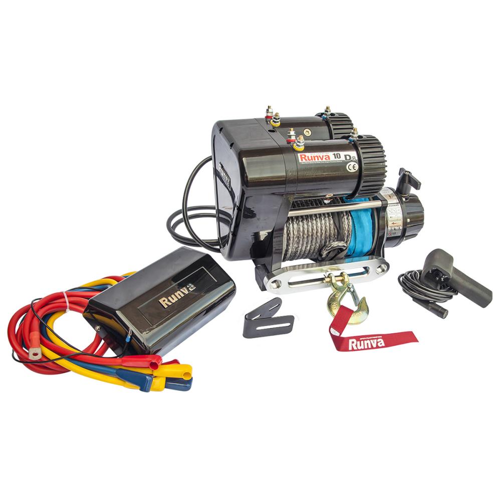 Лебёдка электрическая 12V Runva 10000 lbs 4500 кг двухмоторная (синтетический трос) — изображение 2