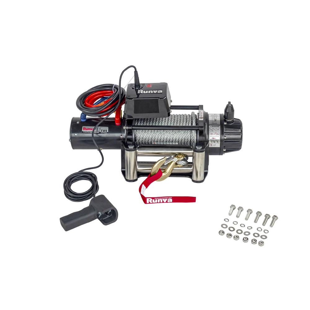 Лебёдка электрическая 12V Runva 12500 lbs 5670 кг влагозащищенная, стальной трос — изображение 2