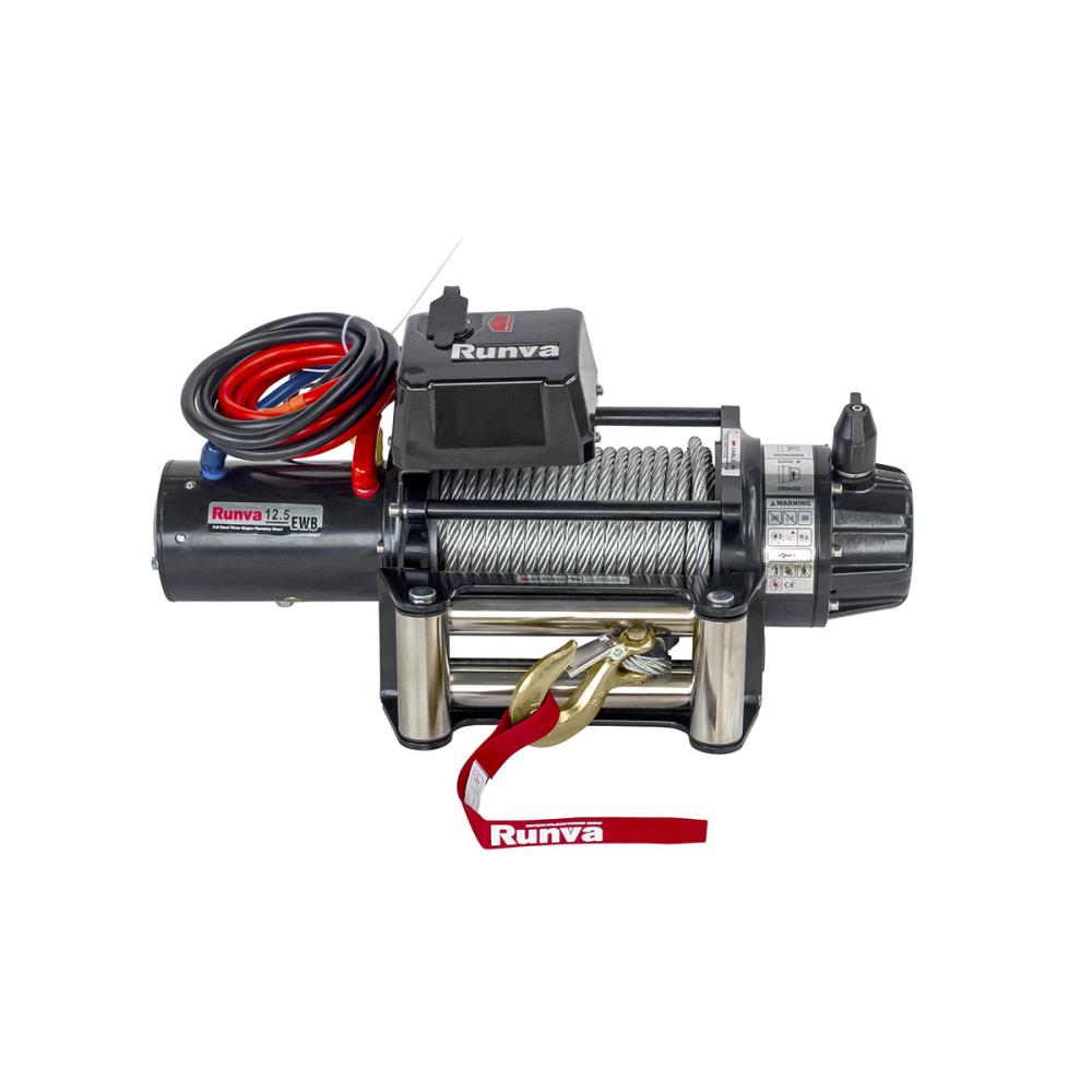Лебёдка электрическая 12V Runva 12500 lbs 5670 кг влагозащищенная, стальной трос — изображение 3