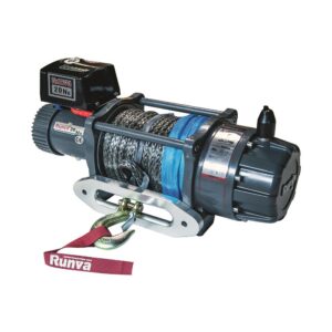 Лебёдка электрическая 12V Runva 20000 lbs влагозащищенная, синтетический трос