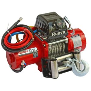 Лебёдка электрическая 12V Runva 9500 lbs 4350 кг короткий барабан (стальной трос)