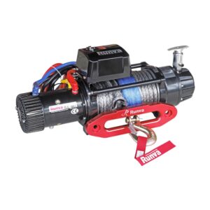 Лебёдка электрическая 12V Runva 9500 lbs 4350 кг влагозащищенная, синт. трос, комбин. роспуск
