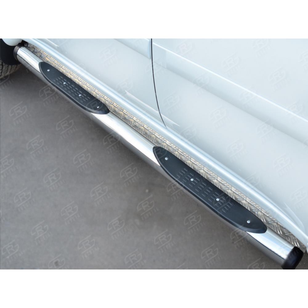 Mitsubishi Pajero Sport 2013-2015 Пороги труба d76 с накладкой (вариант 2)