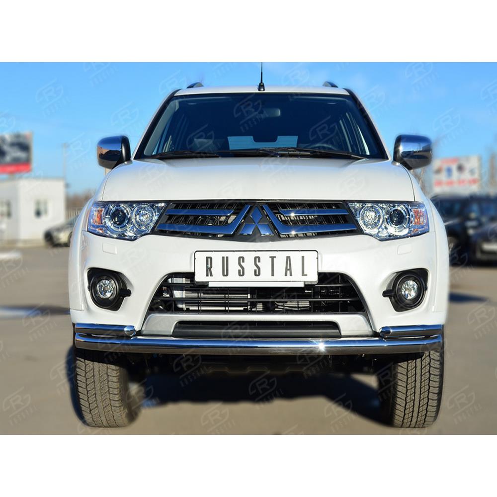 Mitsubishi Pajero Sport 2013-2015 Защита переднего бампера d63 (секции) d42 (уголки) — изображение 2