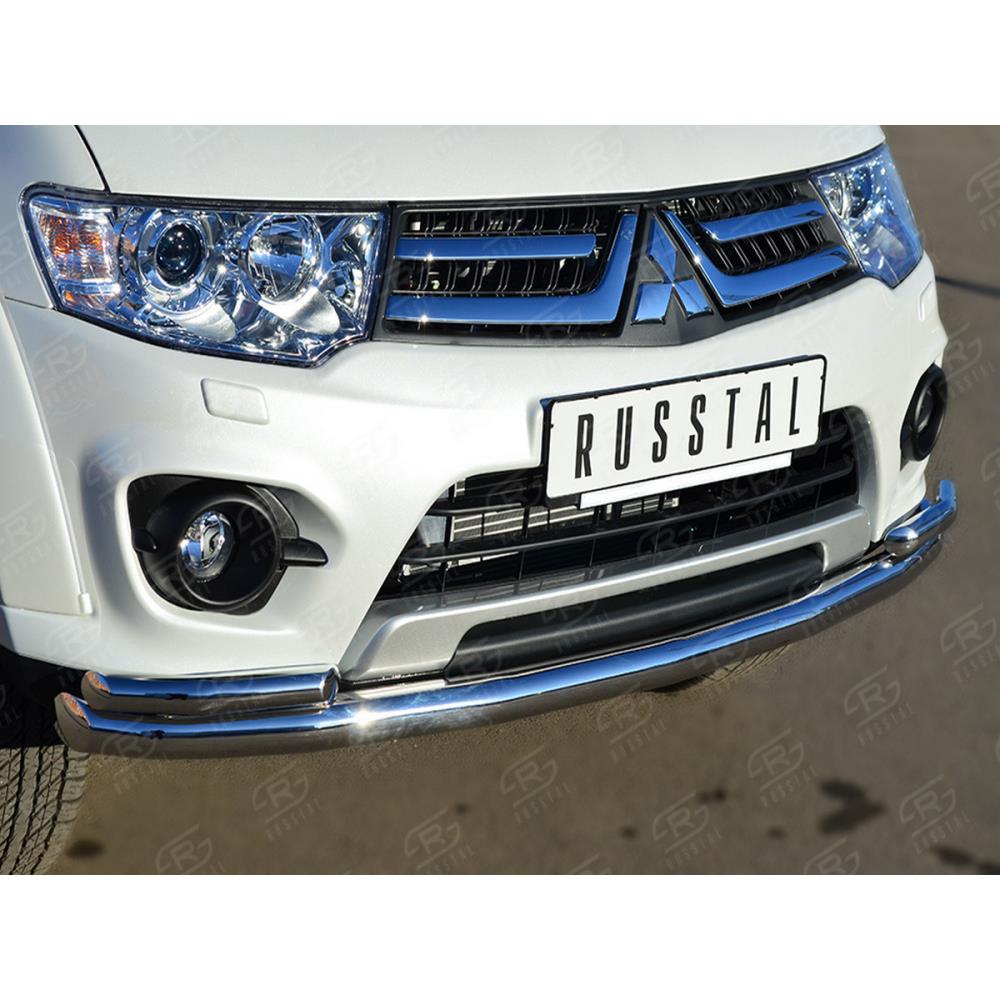 Mitsubishi Pajero Sport 2013-2015 Защита переднего бампера d63 (секции) d42 (уголки) — изображение 3