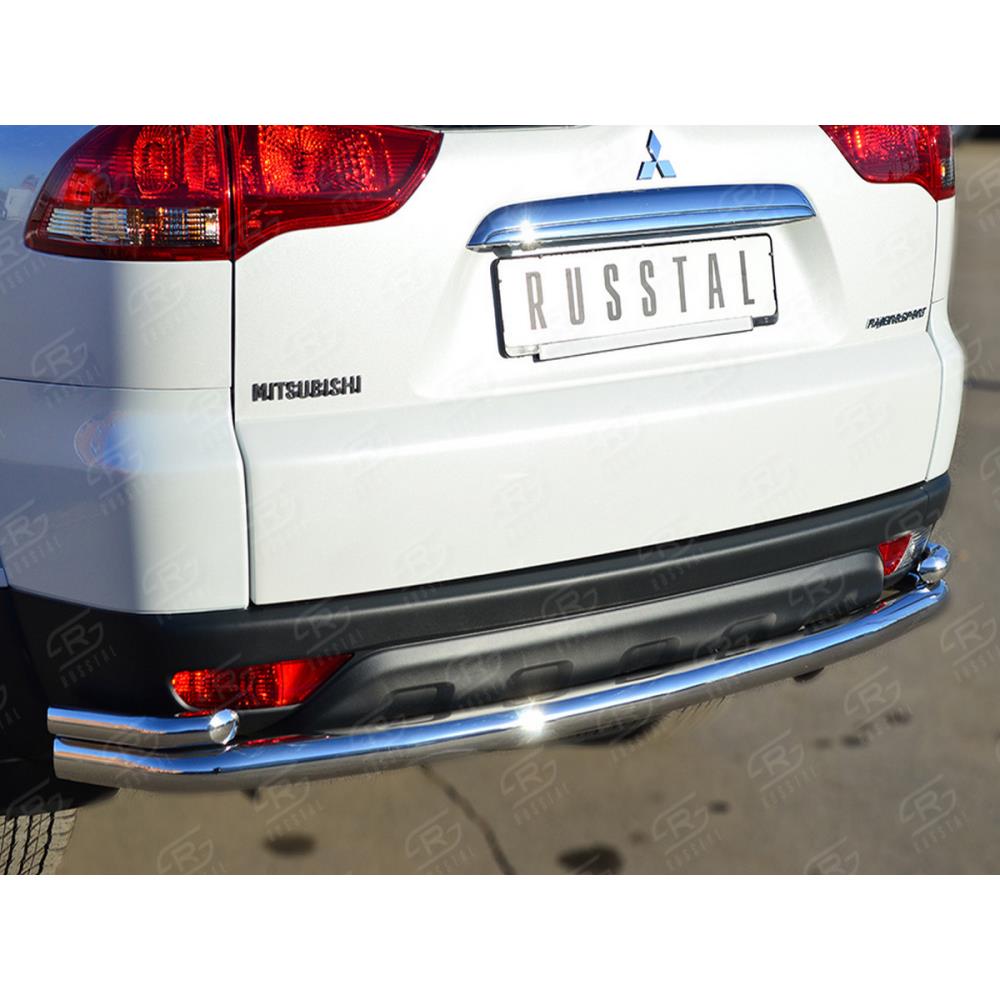 Mitsubishi Pajero Sport 2013-2015 Защита заднего бампера d63 (волна) d42 (уголки) — изображение 3