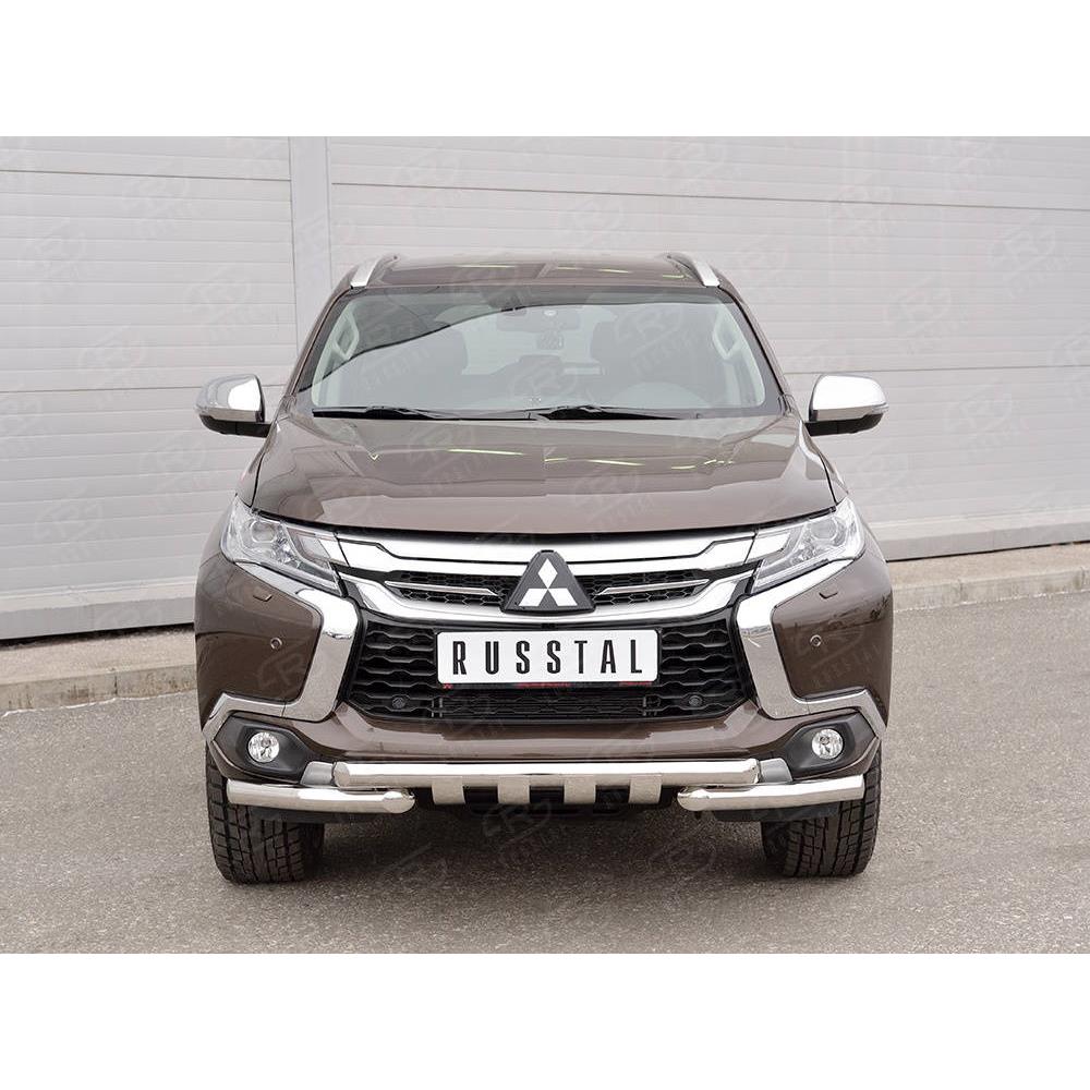 MITSUBISHI PAJERO SPORT 2016 Защита переднего бампера d63 дуга-d63 уголки+клыки — изображение 3