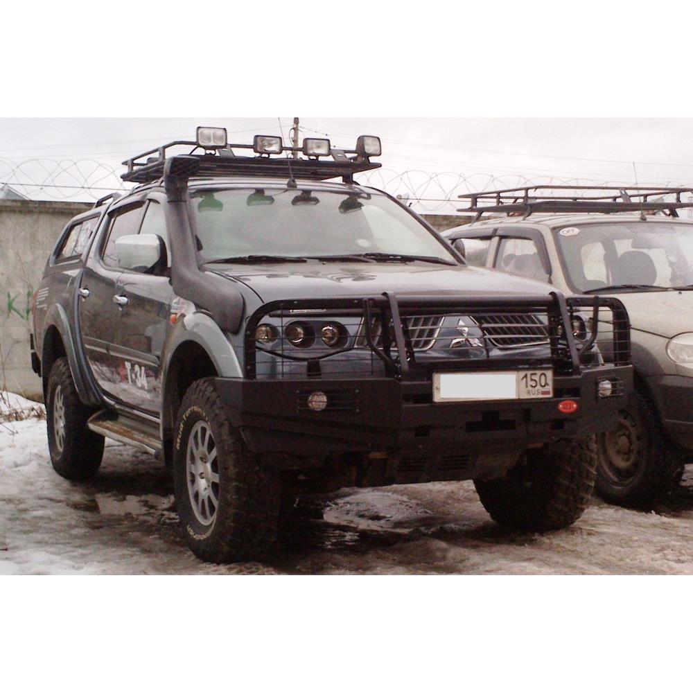 Передний силовой бампер Mitsubishi L200 2006+ с вертикальной площадкой лебёдки OJ