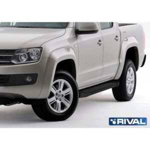 Порог-площадка "Black" F193ALB + комплект крепежа, RIVAL, Volkswagen Amarok 2010-2016