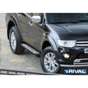 Порог-площадка "Bmw-Style" D173AL + комплект крепежа, RIVAL, Mitsubishi Pajero Sport 2008-2013-2016