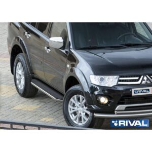 Порог-площадка "Premium" A173ALP + комплект крепежа, RIVAL, Mitsubishi Pajero Sport 2008-2013-2016