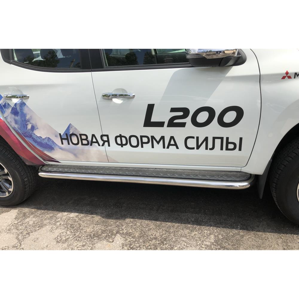 Пороги с накладным листом Mitsubishi L200 2019 — изображение 2