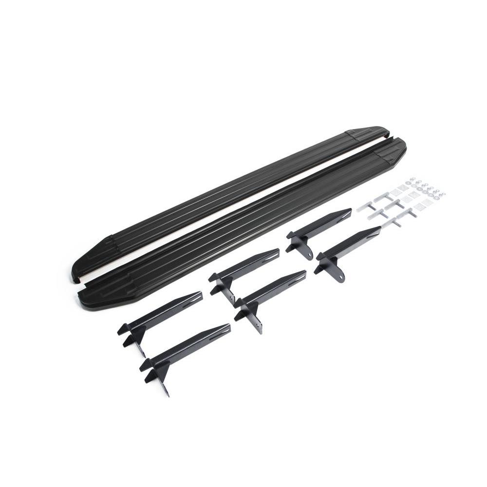 Пороги алюминиевые Rival Premium-Black для Volkswagen Amarok 2010-2015 — изображение 3