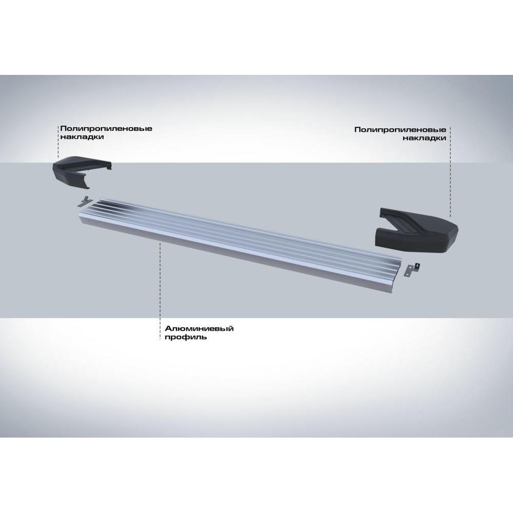 Пороги алюминиевые Rival Silver для Volkswagen Amarok 2010-2015 — изображение 2