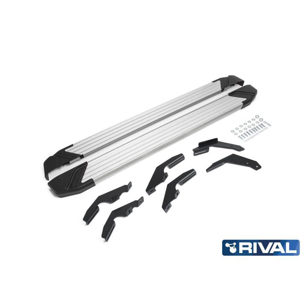 Пороги «Silver» F193AL + комплект крепежа, RIVAL для Toyota HILUX Revo (2015+) — изображение 3