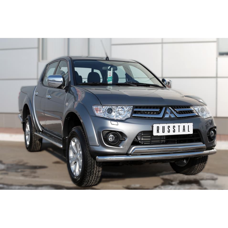 Пороги труба 120х60 овал с проступью Mitsubishi L200 2014