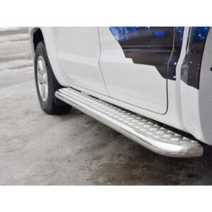 Пороги труба D63 С листом (Лист алюм, проф.сталь) (Вариант2) VOLKSWAGEN AMAROK 2016
